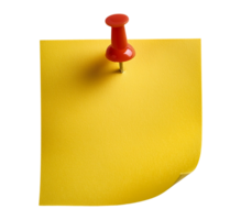 A yellow sticky note with a push pin on it png