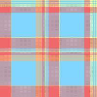 Neat texture background fabric, variety seamless pattern tartan. Rag plaid textile check in cyan and red colors. vector