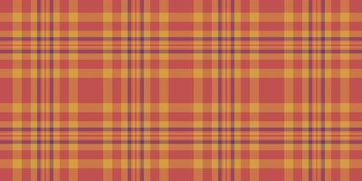 India fabric texture plaid, napkin seamless pattern. Funky textile check background tartan in orange and red colors. vector