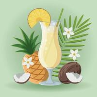 refreshing non alcoholic drink Pina Colada vector
