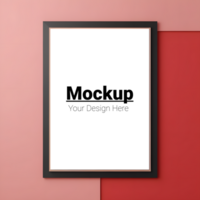 Frame Layout Mockup on Red Background for Custom Artwork psd
