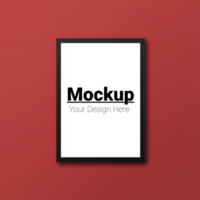 Rectangular Frame Mockup with Red Background for Design psd