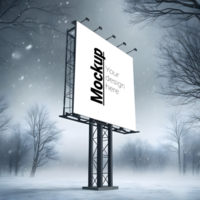 Billboard Display Layout in Serene Snow-Covered Setting psd