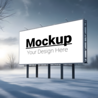 Billboard Layout on Snowy Terrain in Winter Setting psd