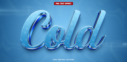 Cold 3D editable text effect psd