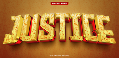 Justice 3D editable text effect psd