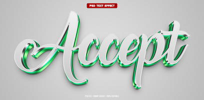 Accept 3D editable text effect psd