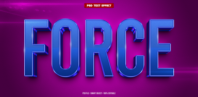 Force 3D editable text effect psd