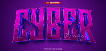 Cyber monday 3D editable text effect psd