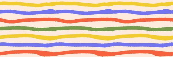 Abstract seamless pattern, colorful hand drawn textural line, stripe. Trendy design, simple and playful doodle wallpaper print vector