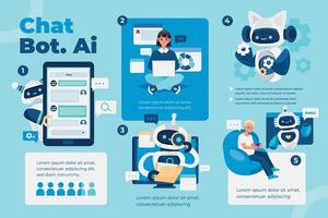 Chatbot AI Illustration with Robots and Digital Communication vector