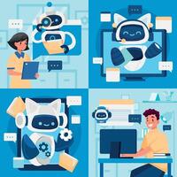 Friendly Robots Interacting with People vector