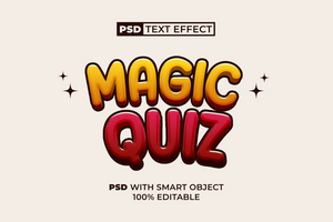 Magic Quiz Editable Text Effect Fun Curved Style. psd