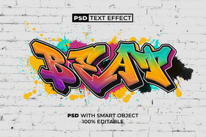 Beat Graffiti Text Effect Gradient Color Style psd