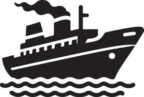 Black ship in the sea. vector