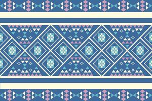 Geometric seamless pattern, motifs, ethnic style in blue background vector