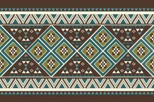 Geometric background in repeat seamless pattern, mosaic ornament, ethnic style in brown, green vector