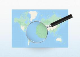 Map of the World with a magnifying glass aimed at Gambia, searching Gambia with loupe. vector