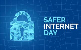 Safer Internet Day banner design template. Template for background, card with lock, poster with text inscription. Holiday concept. vector