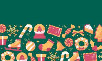 Merry Christmas and new year minimalistic rectangular banner template, poster template vector