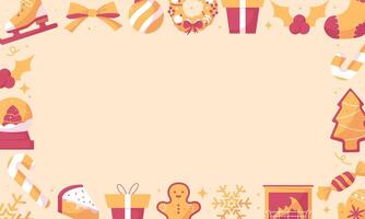 Merry Christmas and Happy New Year rectangular template on light background vector