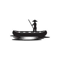 A man in a canoe with a hat on his head vector