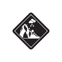 A black and white image of a mountain with a rain cloud vector