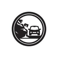 Car driving on the road in a round shape vector
