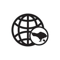 A black and white globe with a map of indonesia vector
