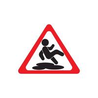 A warning sign with a man falling into a puddle vector