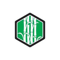 A green hexagon with a bamboo plant in the center vector