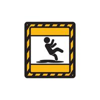 A warning sign with a man falling down vector
