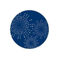 Fireworks in blue circle on white background vector
