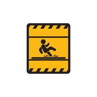 A warning sign with a man falling into a pool vector
