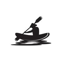 A silhouette of a man in a canoe vector