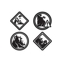 Four black and white signs with mountain and mountain range vector