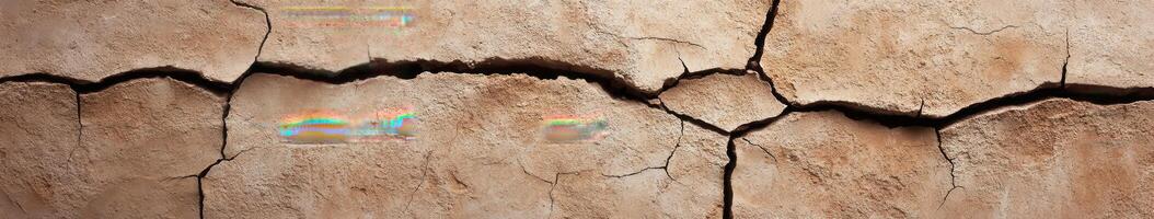 Cracked earth revealing layers of soil during a dry summer day photo