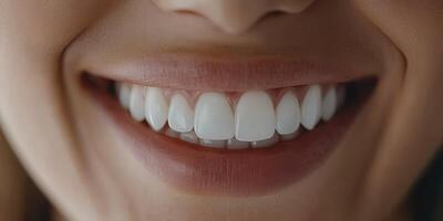 Bright smile with perfect white teeth captured in close-up light photo