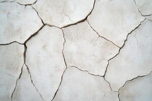 Cracked white surface with textured patterns in natural light photo