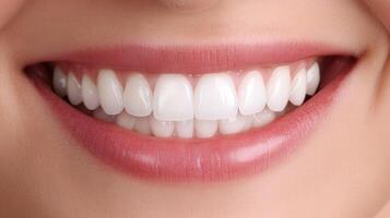 Bright smile with perfect teeth captured in natural lighting indoors photo