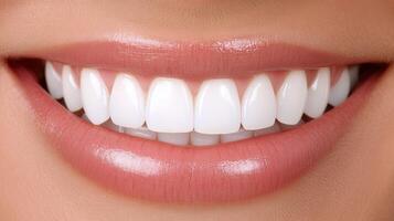 Bright smile showcasing perfect teeth and healthy gums in close-up view photo