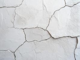 Cracked white wall texture showcasing signs of aging and wear photo