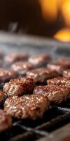 Grilling beef steaks to perfection over hot coals in a backyard setting photo