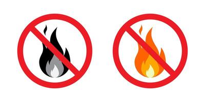 Fire prohibition sign icon in flat design. Stop flame sign symbol vector
