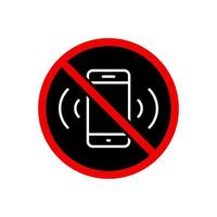 Silent phone mode icon in flat design. Cellphone with prohibition sign symbol vector