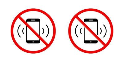 Silent phone icon in generic style. Cellphone prohibition sign symbol vector