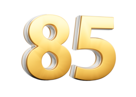 3D Golden Shiny Number 85 Eighty Five With Silver Outline 3D Illustration png
