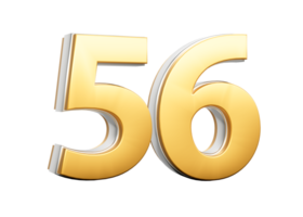 3D Golden Shiny Number 56 Fifty Six With Silver Outline 3D Illustration png