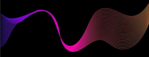 This image showcases a dynamic wave pattern in vibrant colors against a solid black background. The abstract style emphasizes movement and flow. vector