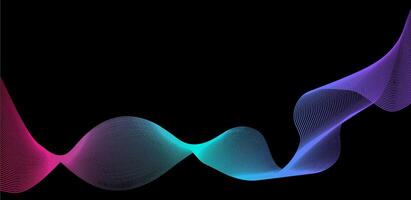 features flowing abstract waves in vibrant colors, showcasing a sleek and modern graphic style. The background is solid black, emphasizing the dynamic movement of the waves vector